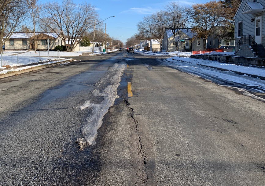 View of existing street pavement on 53rd Ave. N.