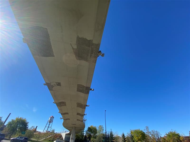 View of the pedestrian bridge from below