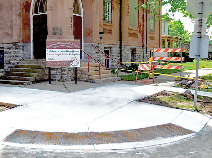 Photo of pedestrian ramp construction in progress