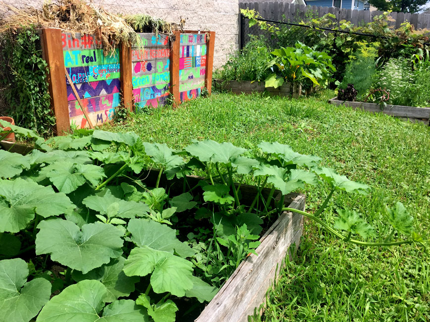 Compost bins and raised bed