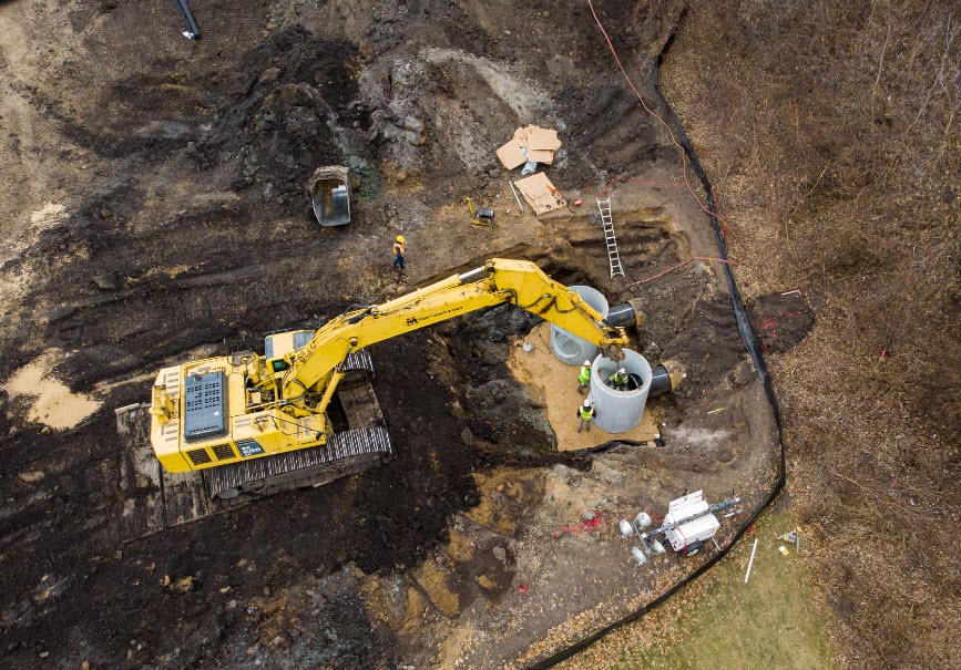 Columbia Golf Course backhoe birds eye view