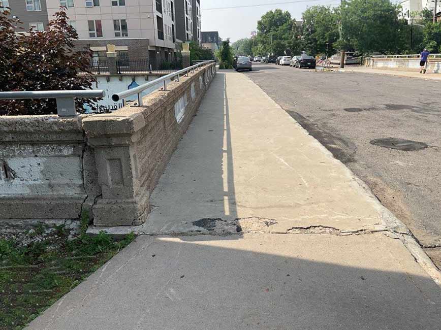 View of the paved path across the bridge