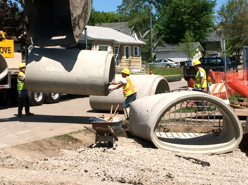 Public works sewer in process construction