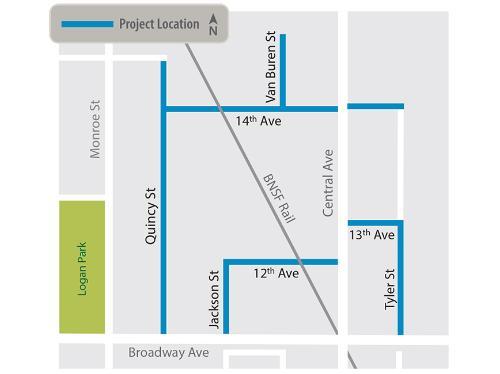 A map of the Logan Park project area.