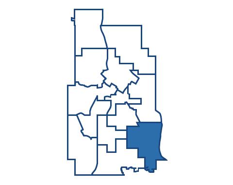 Ward 12 is found in the southeastern corner and sits on the Western banks of the Mississippi river. 