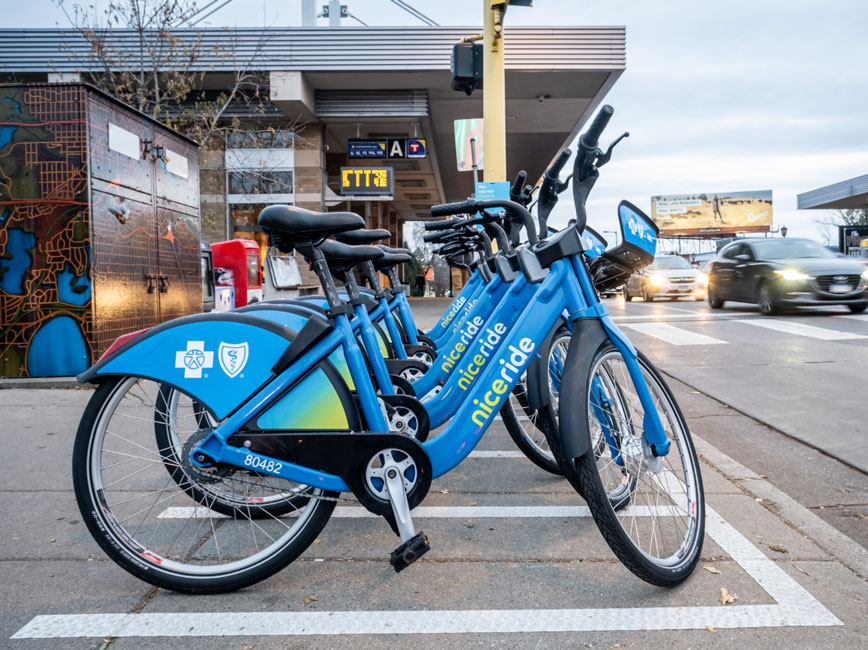 Nice Ride bikes at mobility hub