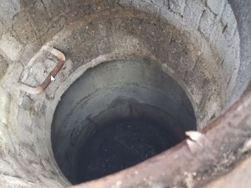 Above ground view of sanitary sewer main