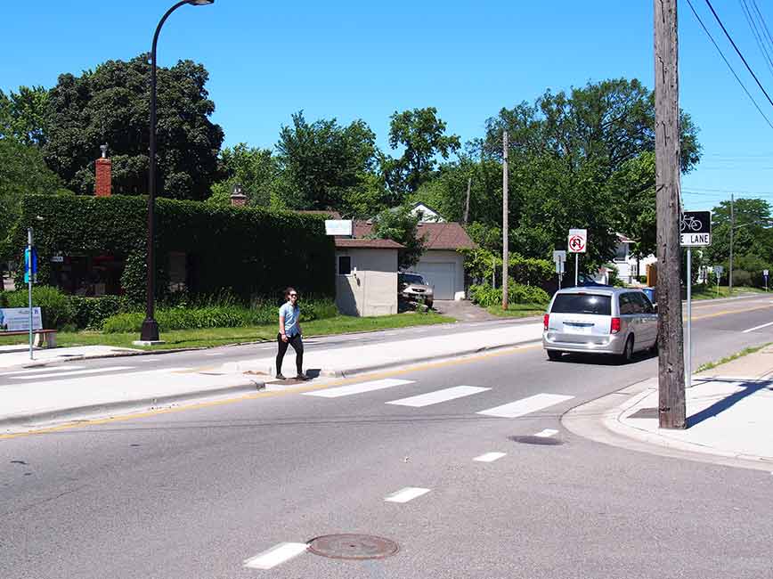 Person walking across the street 