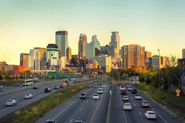 Downtown Minneapolis at dusk