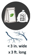 bags of yard waste twigs less than 3