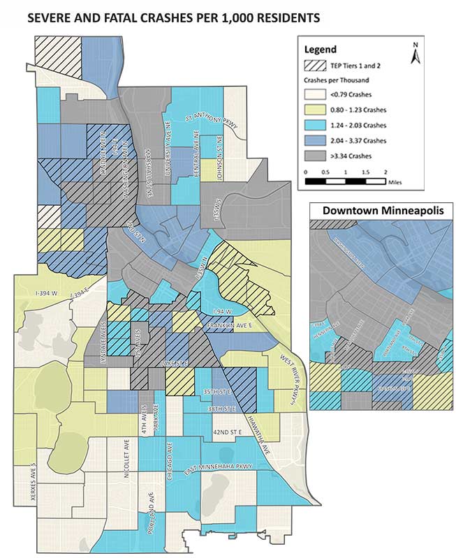 Severe and fatal crashes map