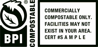 BPI compostable logo that will be on compostable plastic bags and boxes of bags