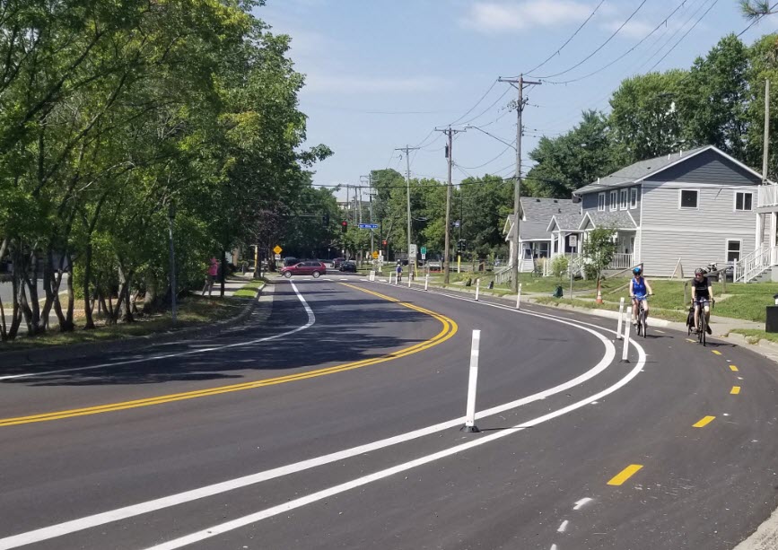 New street and bikeway on Elm St