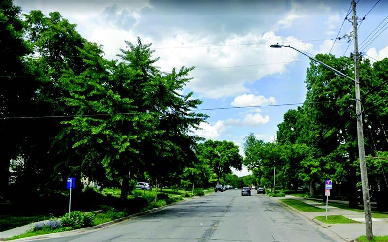 View of street pavement and street light above