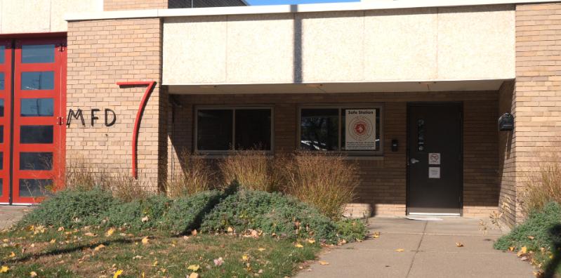 The outside of Fire Station 7, featuring the door to enter to access the Safe Station