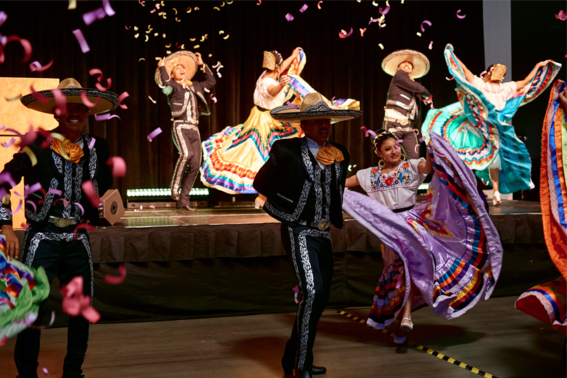 Mexica dancers and Traffic Control staff