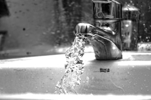 Water flowing from a faucet