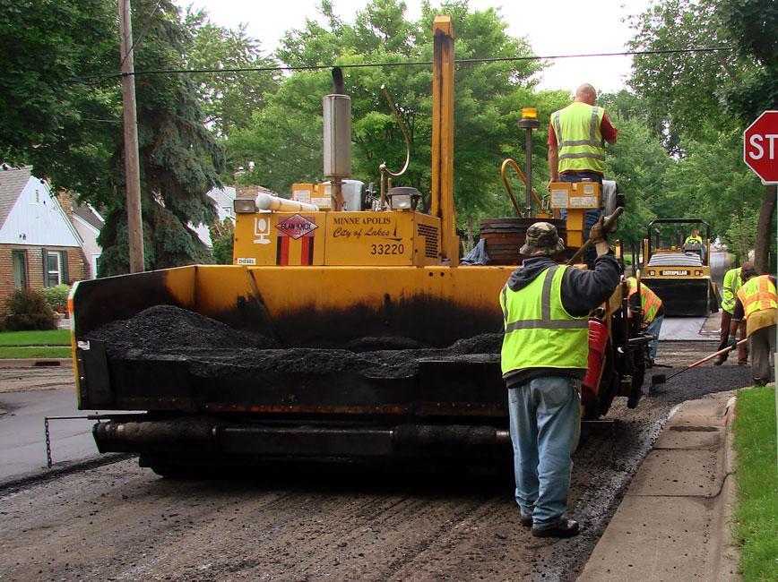 asphalt street work with machine