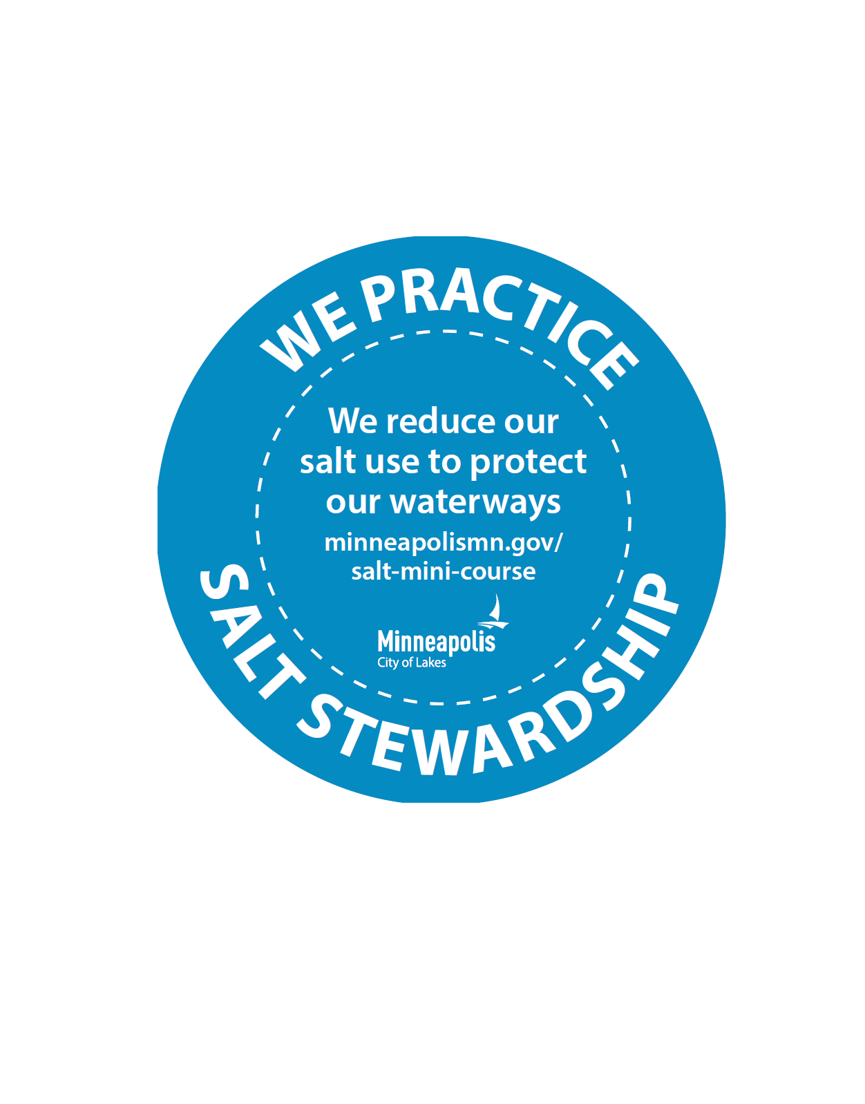 blue circle pledge stating "we practice salt stewardship"