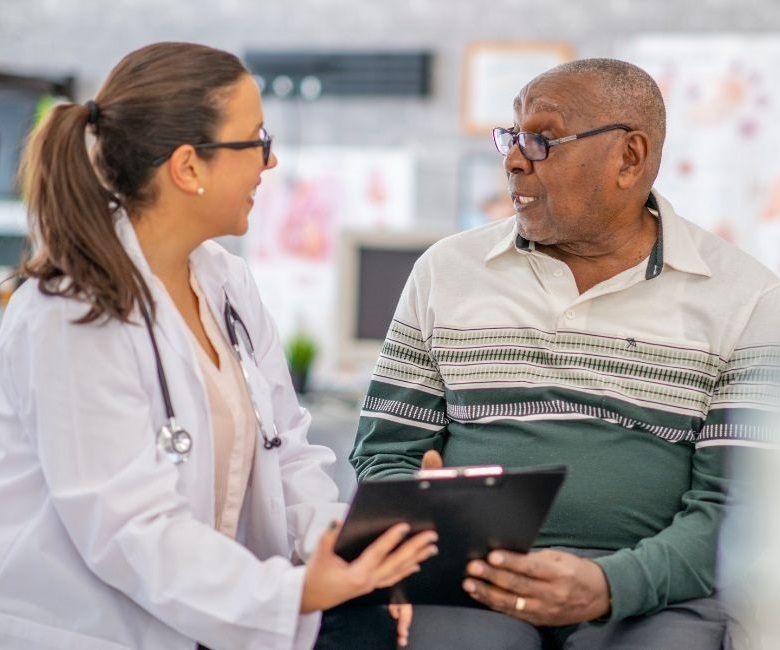 Doctor and senior patient talking