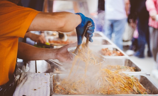 Food handler with noodles