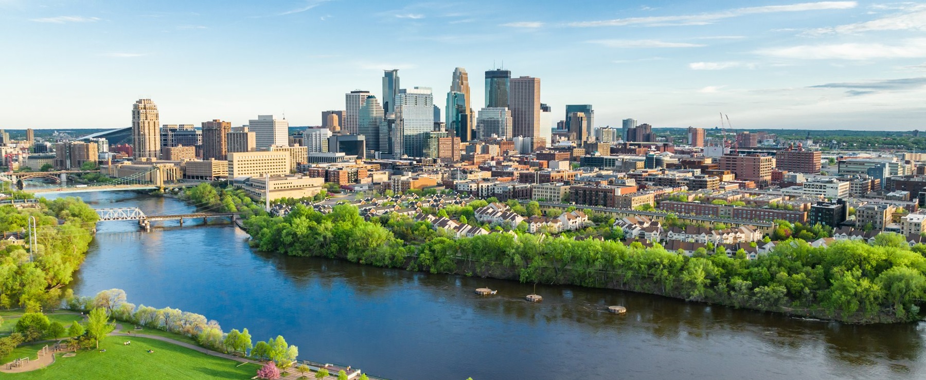 Skyline of Minneapolis from Boom Island 