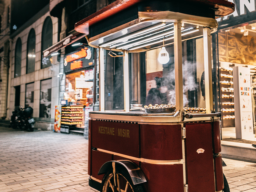Sidewalk food cart