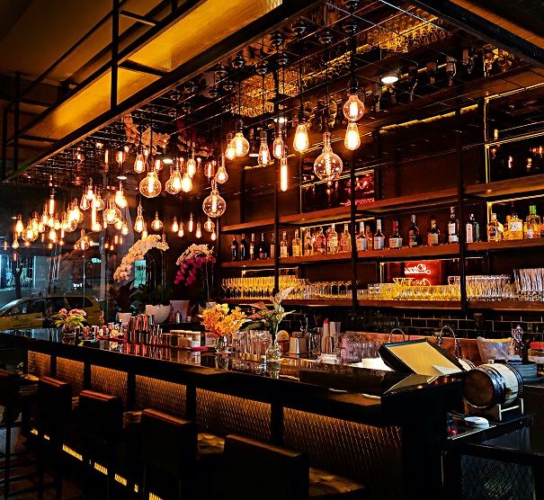 bar with alcohol