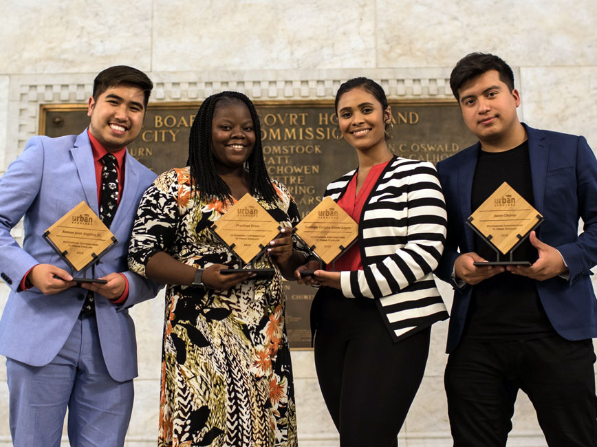 Urban Scholars group of four in City Hall