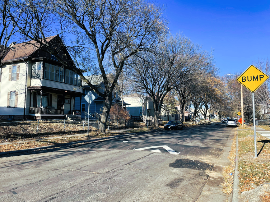 Speed hump on Irving Ave N Speed hump on Irving Ave N
