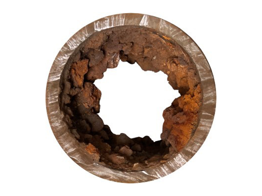 A corroded water main pipe before it has been cleaned and lined. A corroded water main pipe before it has been cleaned and lined.