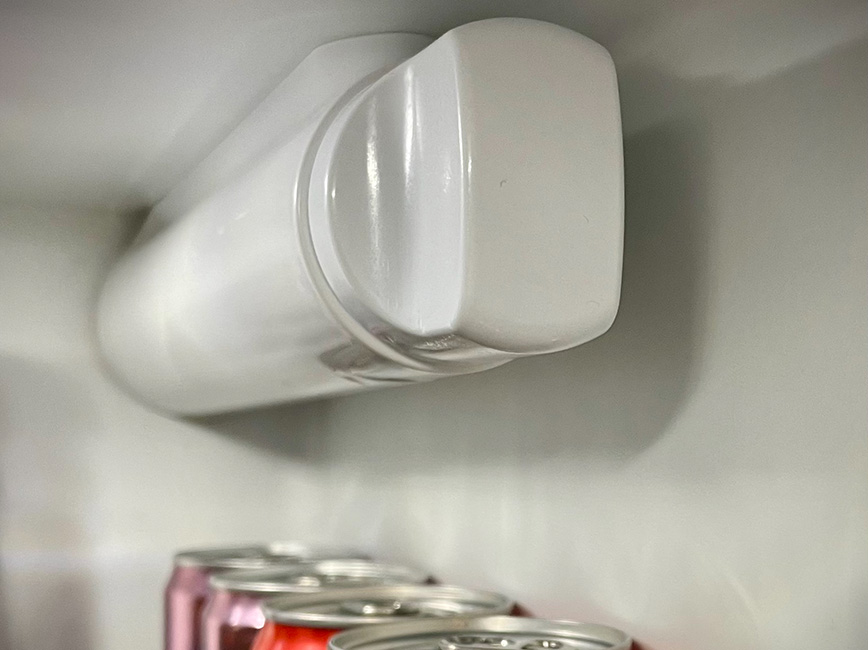 An example of a fridge filter inside a fridge. An example of a fridge filter inside a fridge.