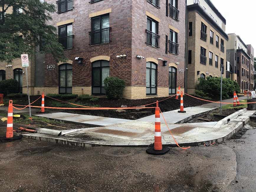 New concrete curb and ADA ramp at 24th & Elliot