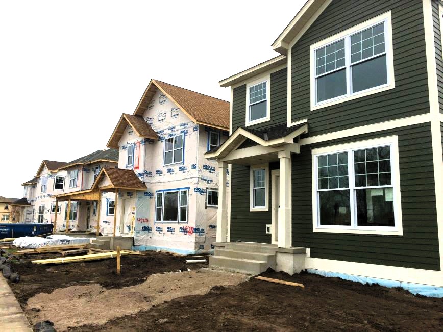 row of houses being built in Minneapolis