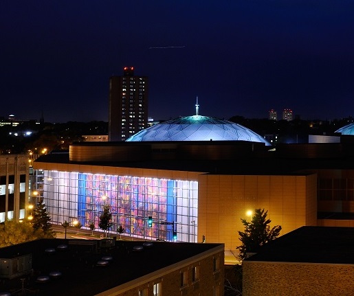 Minneapolis Convention Center exterior at night