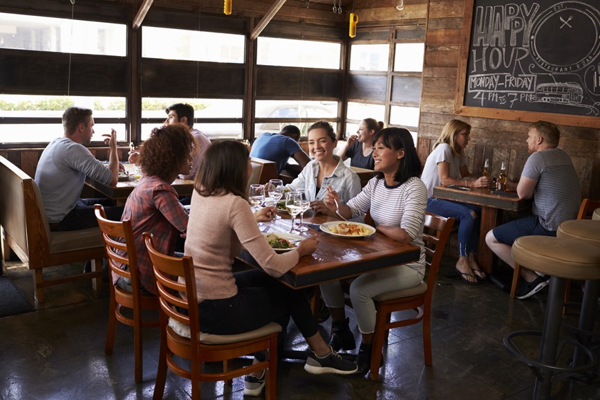 People eating at restaurant People eating at restaurant