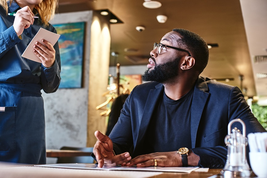 Restaurant customer asking about menu Restaurant customer asking about menu
