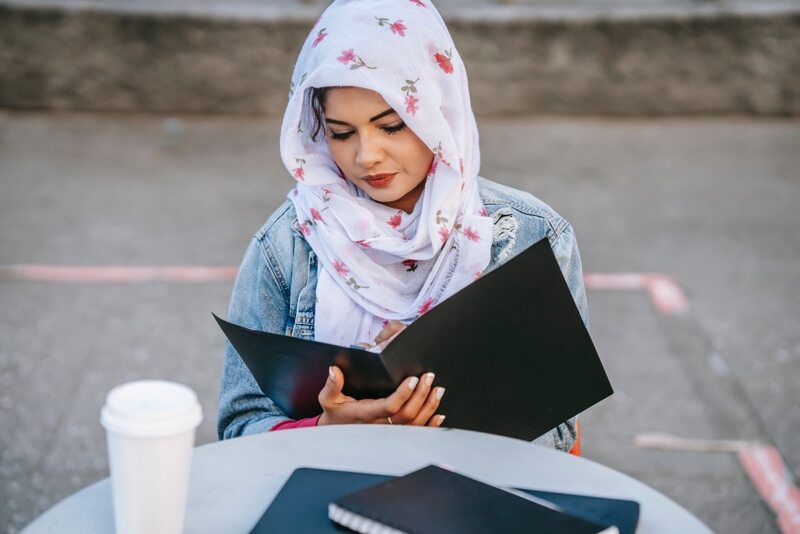Person reading a book
