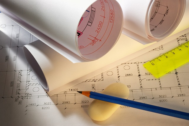 rolled up construction drawings